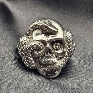 Vintage Skull and Snake Biker Ring